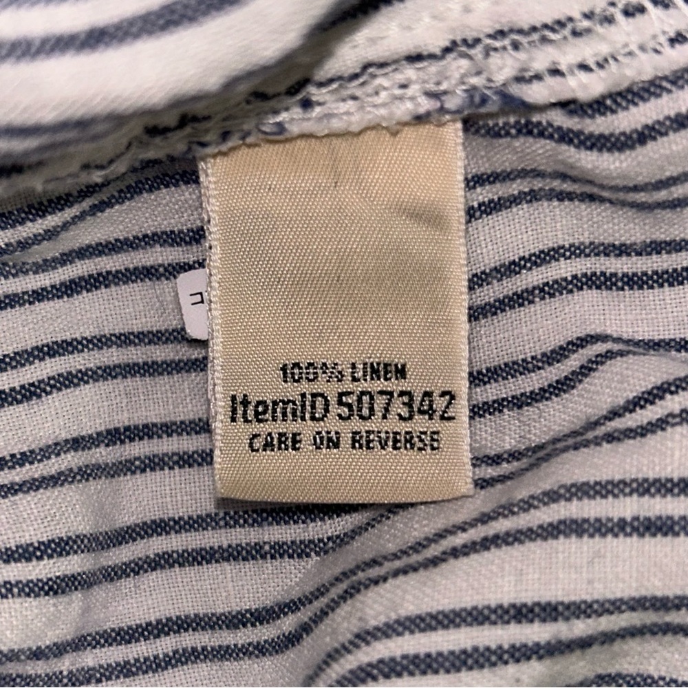 L.L. Bean linen wide leg Women's White and Blue Striped pants - Picture 4 of 4